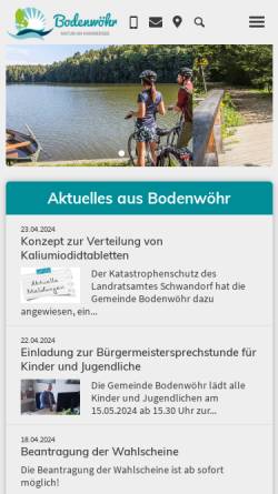 Vorschau der mobilen Webseite www.bodenwoehr.de, Gemeinde Bodenwöhr