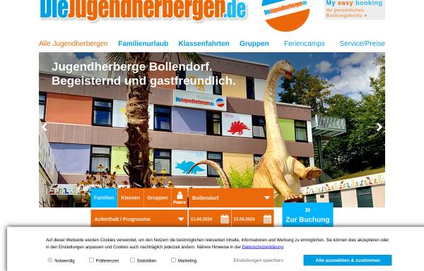 Vorschau von www.diejugendherbergen.de, Südeifel-Jugendherberge Jugendgästehaus Bollendorf