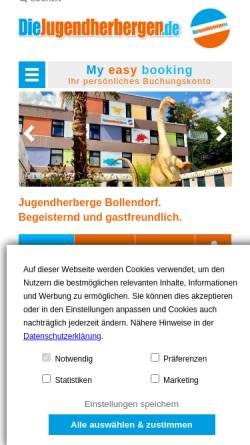 Vorschau der mobilen Webseite www.diejugendherbergen.de, Südeifel-Jugendherberge Jugendgästehaus Bollendorf