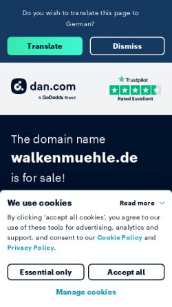 Vorschau der mobilen Webseite www.walkenmuehle.de, Hotel Restaurant Walkenmühle