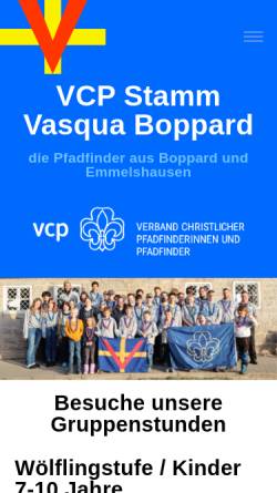 Vorschau der mobilen Webseite www.vasqua.de, Pfadfinder Stamm Vasqua - Boppard
