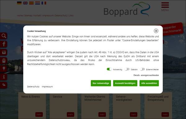 Vorschau von www.boppard-tourismus.de, Tourist Information - Stadtverwaltung Boppard