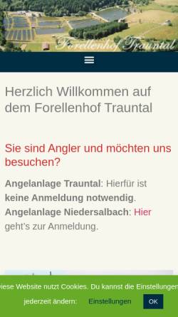 Vorschau der mobilen Webseite www.forellenhof-trauntal.de, Forellenhof Trauntal