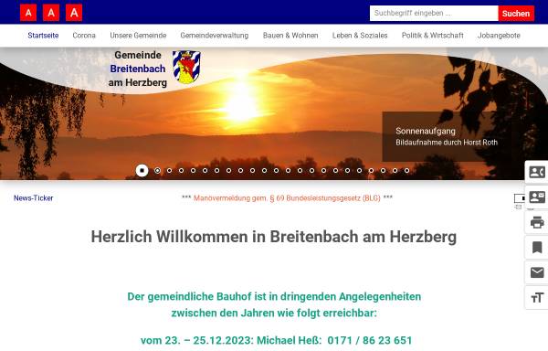 Vorschau von www.breitenbach-am-herzberg.de, Breitenbach am Herzberg