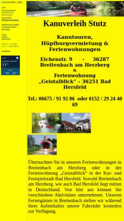 Vorschau der mobilen Webseite www.kanutour-fulda.de, Kanuverleih & Ferienwohnung Stutz