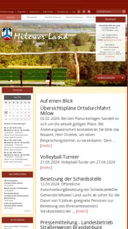 Vorschau der mobilen Webseite www.milow.de, Gemeinde Milower Land