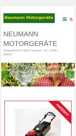 Vorschau der mobilen Webseite neumann-motorgeraete.de, Neumann Motorgeräte