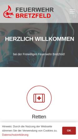 Vorschau der mobilen Webseite feuerwehr-bretzfeld.de, Freiwillige Feuerwehr Bretzfeld