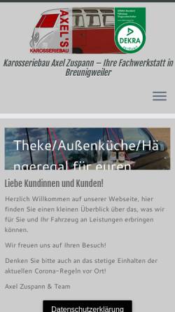 Vorschau der mobilen Webseite www.axels-karosseriebau.de, Karosseriebau Axel Zuspann