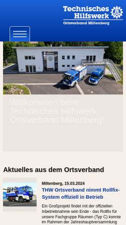 Vorschau der mobilen Webseite www.thw-miltenberg.de, THW Ortsverband