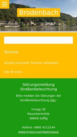 Vorschau der mobilen Webseite www.brodenbach-mosel.de, Gemeinde Brodenbach