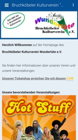 Vorschau der mobilen Webseite www.kulturverein-wundertuete.de, Kulturverein Wundertüte e.V.