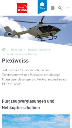Vorschau der mobilen Webseite www.plexiweiss.de, Josef Weiss Plastic GmbH