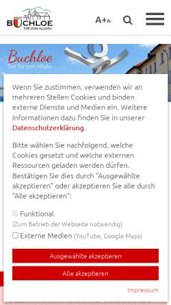 Vorschau der mobilen Webseite www.buchloe.de, Verwaltungsgemeinschaft Buchloe