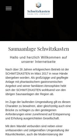 Vorschau der mobilen Webseite www.schwitzkasten.de, Saunaanlage Schwitzkasten