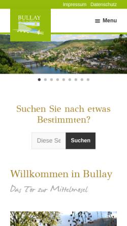 Vorschau der mobilen Webseite bullay.de, Ortsgemeinde Bullay