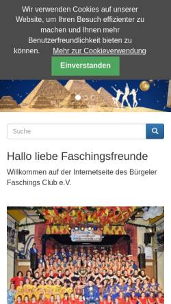 Vorschau der mobilen Webseite www.buergeler-fasching.de, Bürgeler Faschings Club e.V.