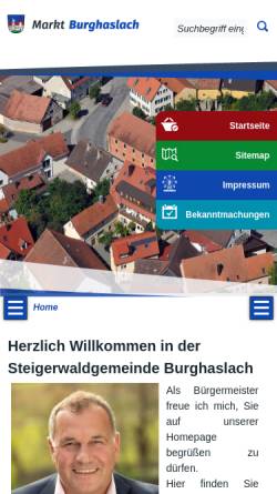 Vorschau der mobilen Webseite www.burghaslach.de, Markt Burghaslach