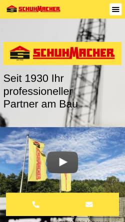 Vorschau der mobilen Webseite www.schuhmacher-bau.de, Schuhmacher Bauunternehmen GmbH