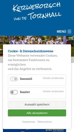 Vorschau der mobilen Webseite www.blauebuwe.de, Kerweborsch vun de Tornhall