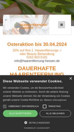 Vorschau der mobilen Webseite www.haarentfernung-hessen.de, Studio für dauerhafte Haarentfernung und Antiaging Inge Förste