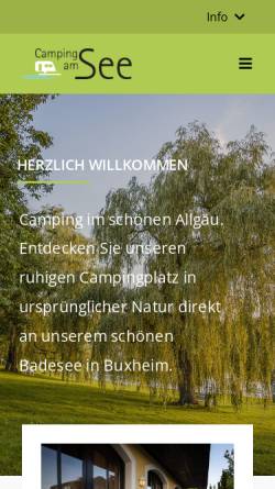 Vorschau der mobilen Webseite www.camping-buxheim.de, Camping am See International