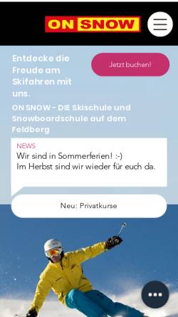 Vorschau der mobilen Webseite www.onsnow.de, Onsnow - Schneesportschule Feldberg