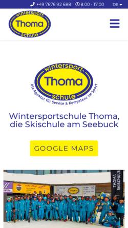Vorschau der mobilen Webseite www.thoma-skischule.de, Wintersportschule Thoma