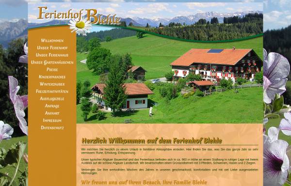 Vorschau von www.ferienhof-blehle.de, Ferienhof Blehle in Missen-Wiederhofen