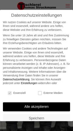 Vorschau der mobilen Webseite tischlerei-struckmann.de, Tischlerei Thomas Struckmann