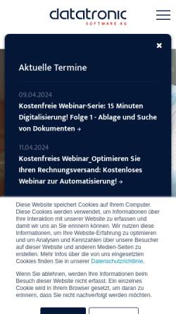 Vorschau der mobilen Webseite www.datatronic.de, Datatronic Software AG
