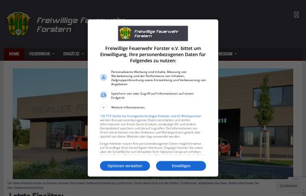 Vorschau von www.feuerwehr-forstern.de, Frewillige Feuerwehr Forstern