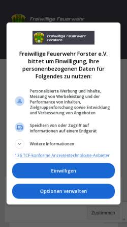 Vorschau der mobilen Webseite www.feuerwehr-forstern.de, Frewillige Feuerwehr Forstern