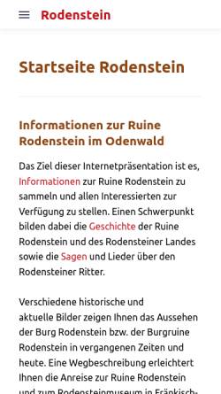 Vorschau der mobilen Webseite www.ruine-rodenstein.de, Ruine Rodenstein