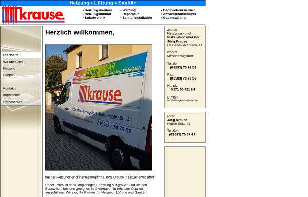 Vorschau von www.sanitaer-heizung-krause.de, Heizungs- und Installationsfirma Krause
