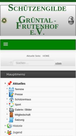 Vorschau der mobilen Webseite sgi-gruental-frutenhof.de, Schützengilde Grüntal-Frutenhof e.V.