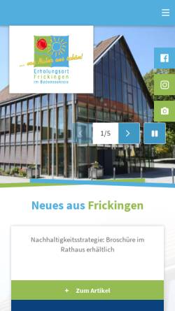 Vorschau der mobilen Webseite www.frickingen.de, Gemeinde Frickingen