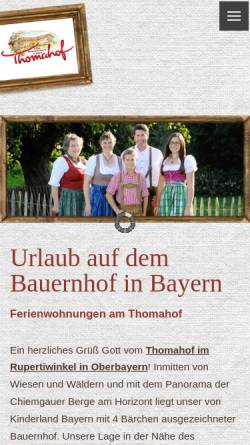 Vorschau der mobilen Webseite www.thomahofurlaub.de, Thomahof, Familie Reiter