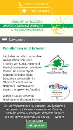 Vorschau der mobilen Webseite www.friedelsheimer.de, Walter Braun Ferienwohnung - Rieslinghof