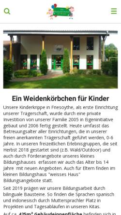 Vorschau der mobilen Webseite www.kinderkrippe-friesoythe.de, Kinderkrippe Weidenkörbchen