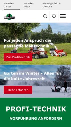Vorschau der mobilen Webseite www.herkules-garten.de, Adolf Telsnig - Forst- und Gartentechnik
