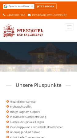 Vorschau der mobilen Webseite www.parkhotel-fuessen.de, Bad Faulenbach