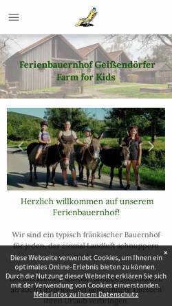 Vorschau der mobilen Webseite www.farmforkids.de, Ferienbauernhof Geißendörfer
