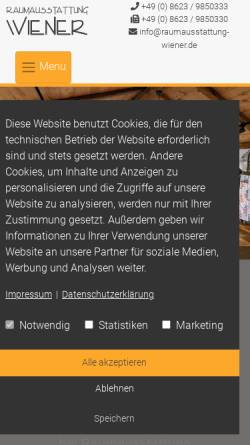 Vorschau der mobilen Webseite www.raumausstattung-wiener.de, Raumausstattung Wiener