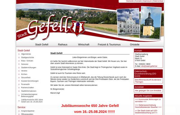 Vorschau von www.stadt-gefell.de, Stadt Gefell