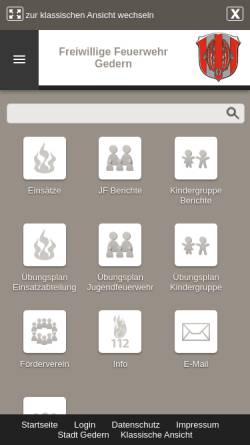 Vorschau der mobilen Webseite www.ff-gedern.de, Freiwillige Feuerwehr Gedern