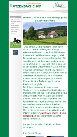 Vorschau der mobilen Webseite www.luetzenbachshof.de, Ferienwohnungen Lützenbachshof