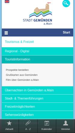 Vorschau der mobilen Webseite www.stadt-gemuenden.de, Verkehrsverein Gemünden