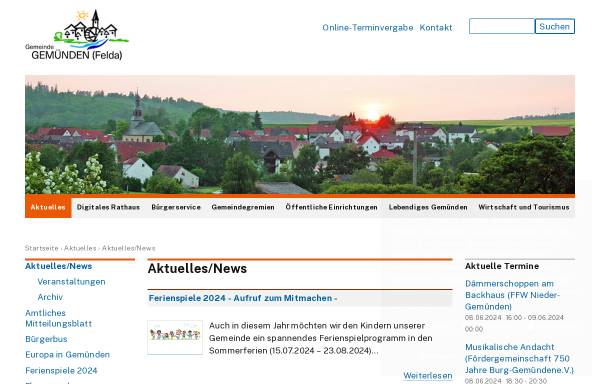 Vorschau von www.gemuenden-felda.de, Gemeinde Gemünden (Felda)