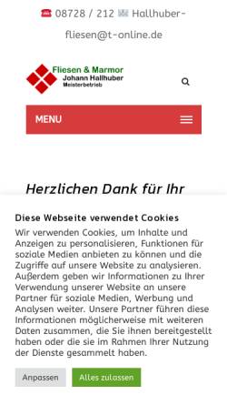 Vorschau der mobilen Webseite www.fliesen-hallhuber.de, Fliesen Hallhuber